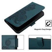 For iPhone 17 Datura Flower Embossed Flip Leather Phone Case(Dark Green)