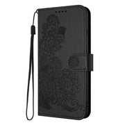 For iPhone 17 Pro Datura Flower Embossed Flip Leather Phone Case(Black)