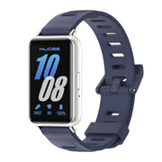 For Samsung Galaxy Fit 3 Mijobs Flat Hole Silicone Watch Band(Midnight Blue+Silver)