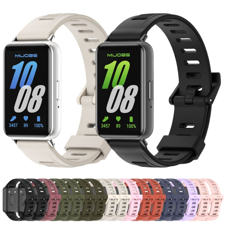 For Samsung Galaxy Fit 3 Mijobs Flat Hole Silicone Watch Band(Midnight Blue+Black)