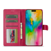 LC.IMEEKE Calf Texture Horizontal Flip Leather Case For iPhone 16 Pro Max(Red)