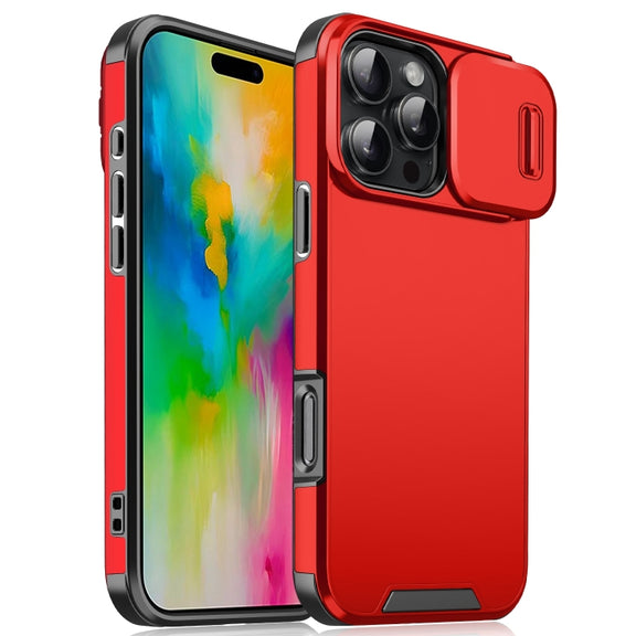 For iPhone 16 Pro Sliding Camshield TPU + PC Phone Case(Red)