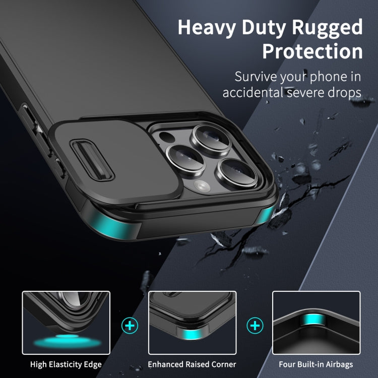 For iPhone 16 Pro Sliding Camshield TPU + PC Phone Case(Black)