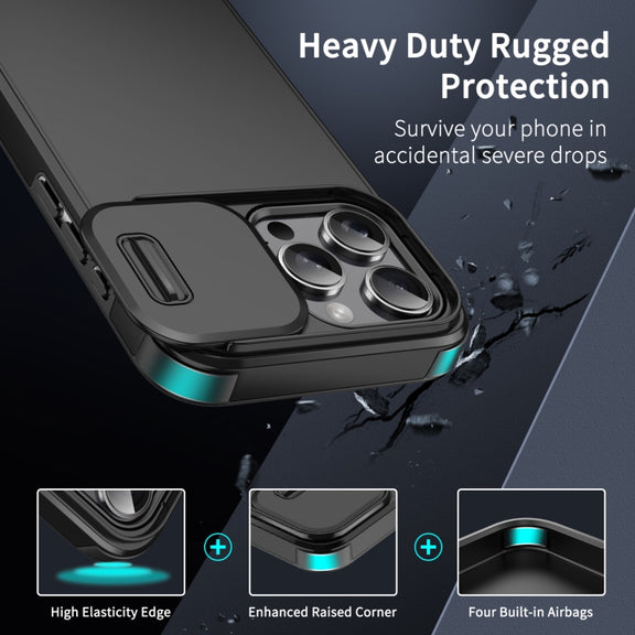 For iPhone 16 Pro Sliding Camshield TPU + PC Phone Case(Black)