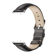For Samsung Galaxy Fit 3 Mijobs Dual-sided Genuine Leather Watch Band(Black Silver)