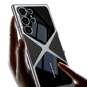 For Samsung Galaxy S23 Ultra GKK Leather Electroplating Supersonic Speed Shockproof Phone Case(Carbon Fibre)