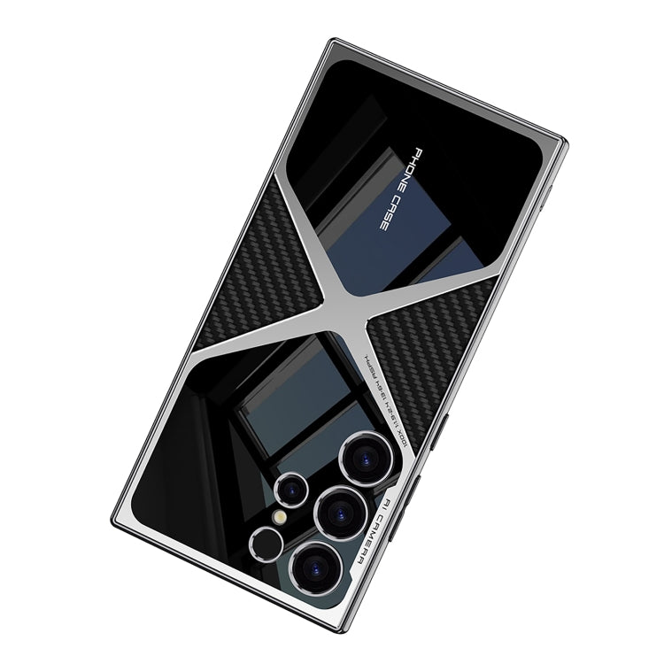 For Samsung Galaxy S23 Ultra GKK Leather Electroplating Supersonic Speed Shockproof Phone Case(Carbon Fibre)