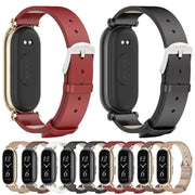 For Xiaomi Smart Band 10 / 9 / 8 Mijobs GT4 First Layer Cowhide Watch Band(Apricot Light Gold)