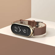 For Xiaomi Smart Band 10 / 9 / 8 Mijobs GT4 First Layer Cowhide Watch Band(Apricot Light Gold)