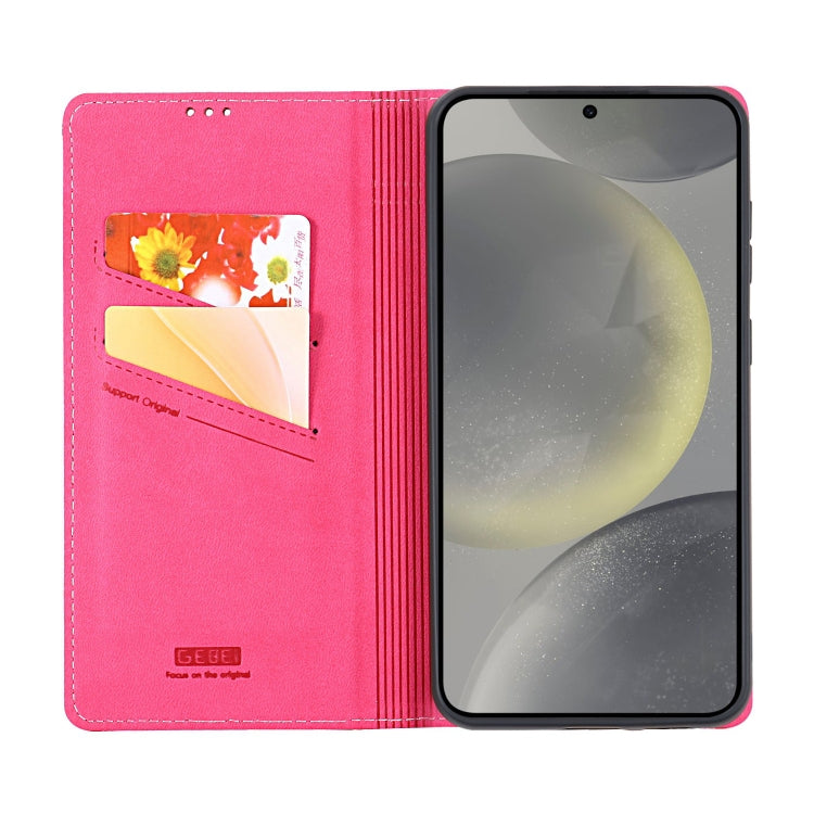 For Samsung Galaxy S24+ 5G GEBEI Top-grain Horizontal Flip Leather Phone Case(Rose Red)