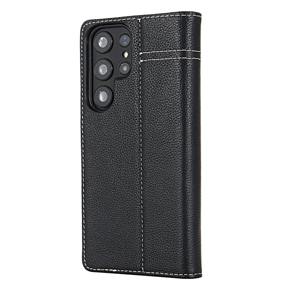 For Samsung Galaxy S24 Ultra 5G GEBEI Top-grain Horizontal Flip Leather Phone Case(Black)