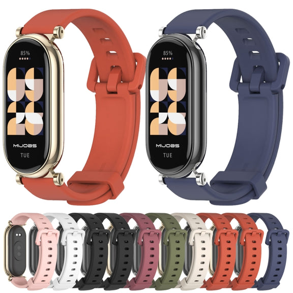For Xiaomi Smart Band 10 / 9 / 8 Mijobs GT4 Silicone Breathable Watch Band(Army Green Silver)