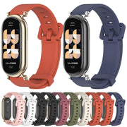 For Xiaomi Smart Band 10 / 9 / 8 Mijobs GT4 Silicone Breathable Watch Band(Wine Red Light Gold)