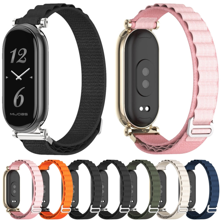 For Xiaomi Smart Band 10 / 9 / 8 Mijobs GT4 Nylon Breathable Watch Band(Army Green Silver)