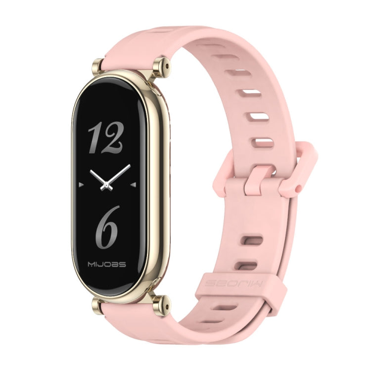 For Xiaomi Mi Band 8 Mijobs GT4 Flat Hole Silicone Watch Band(Pink Light Gold)