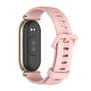 For Xiaomi Mi Band 8 Mijobs GT4 Flat Hole Silicone Watch Band(Pink Light Gold)