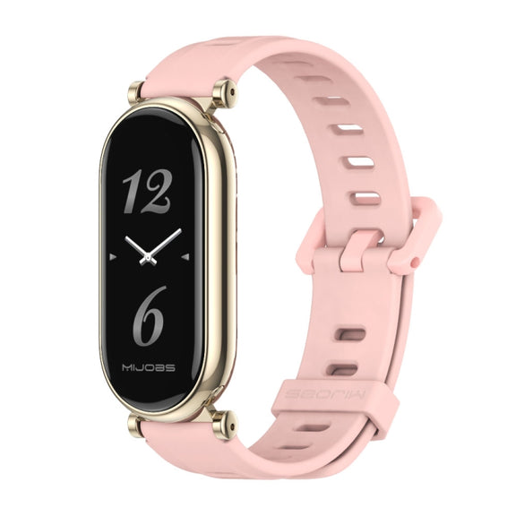 For Xiaomi Mi Band 8 Mijobs GT4 Flat Hole Silicone Watch Band(Pink Light Gold)