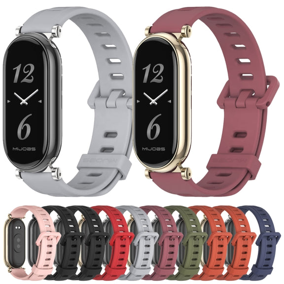For Xiaomi Mi Band 8 Mijobs GT4 Flat Hole Silicone Watch Band(Pink Light Gold)