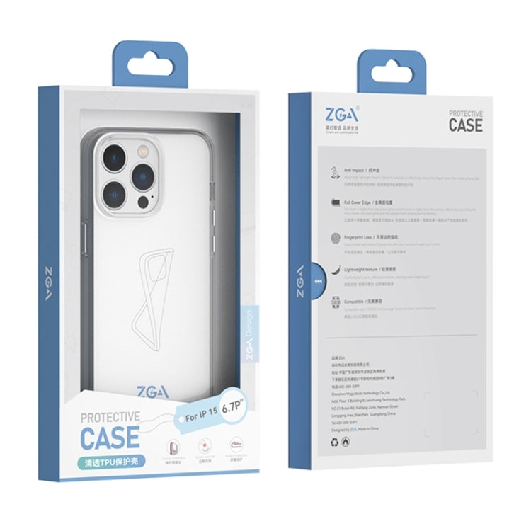 For iPhone 15 Pro Max ZGA Clear TPU Shockproof Phone Case(Transparent)