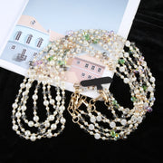 Mobile Phone Anti-lost Long Chain Flash Diamond Pearl Crossbody Lanyard(Green)