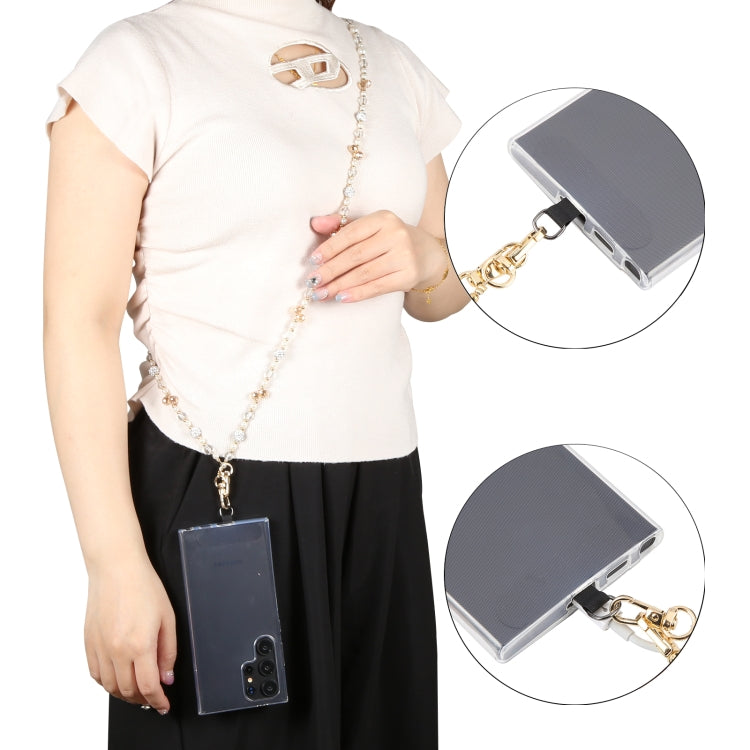 Mobile Phone Anti-lost Long Chain Flash Diamond Pearl Crossbody Lanyard(Green)