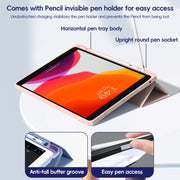 For iPad 10.2 2021/2020/2019 ZGA Tri-Fold Voltage Smart Leather Tablet Case(Pink)