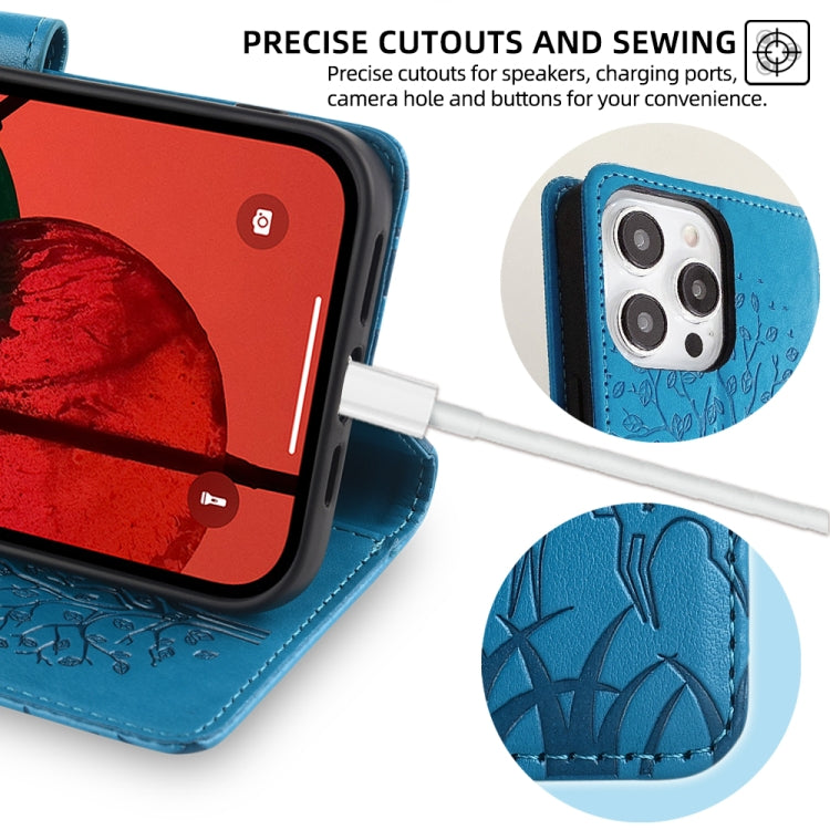 For Realme C53 4G / Narzo N53 4G Tree & Deer Embossed Leather Phone Case(Blue)