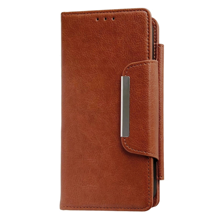 For iPhone 16 Pro Max Multifunctional Seven Cards Wallet Leather Phone Case(Brown)