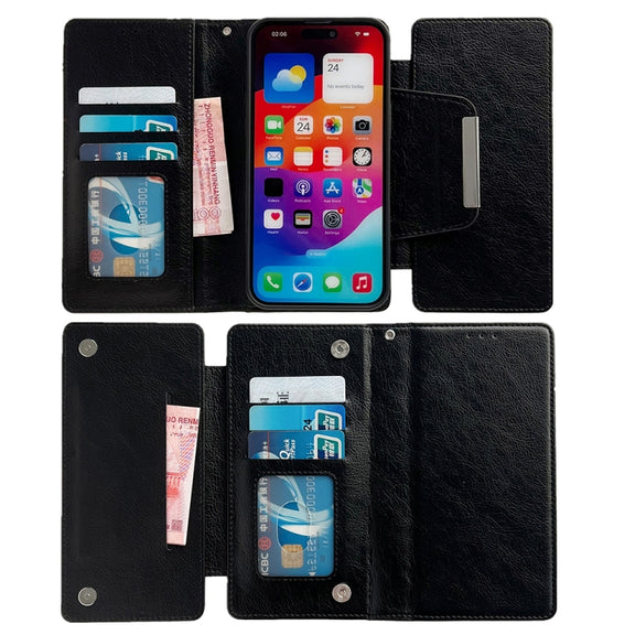 For iPhone 16 Pro Multifunctional Seven Cards Wallet Leather Phone Case(Black)