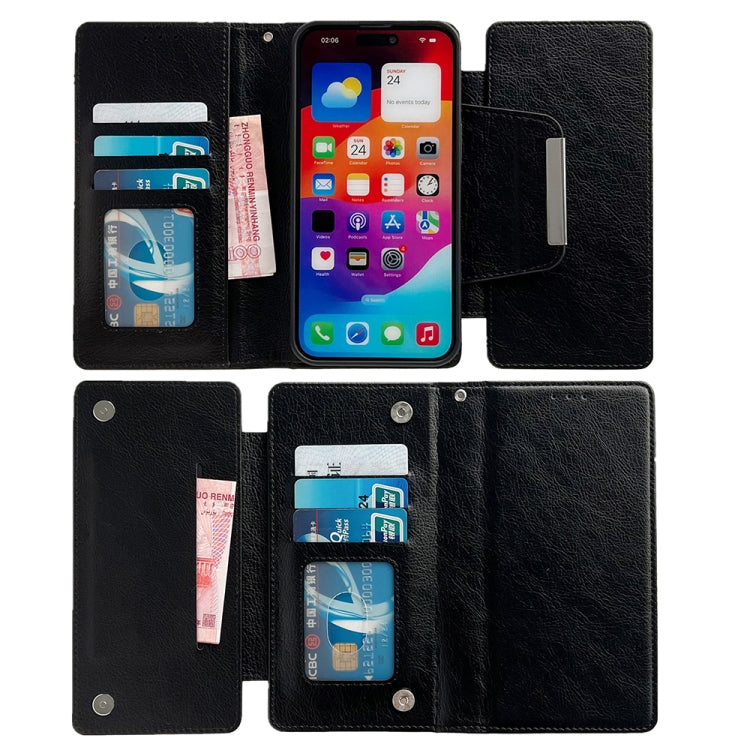 For iPhone 16 Pro Multifunctional Seven Cards Wallet Leather Phone Case(Black)