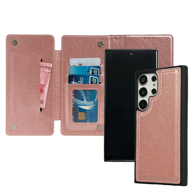 For Samsung Galaxy S24+ 5G Multifunctional 7-Card Wallet Leather Phone Case(Rose Gold)