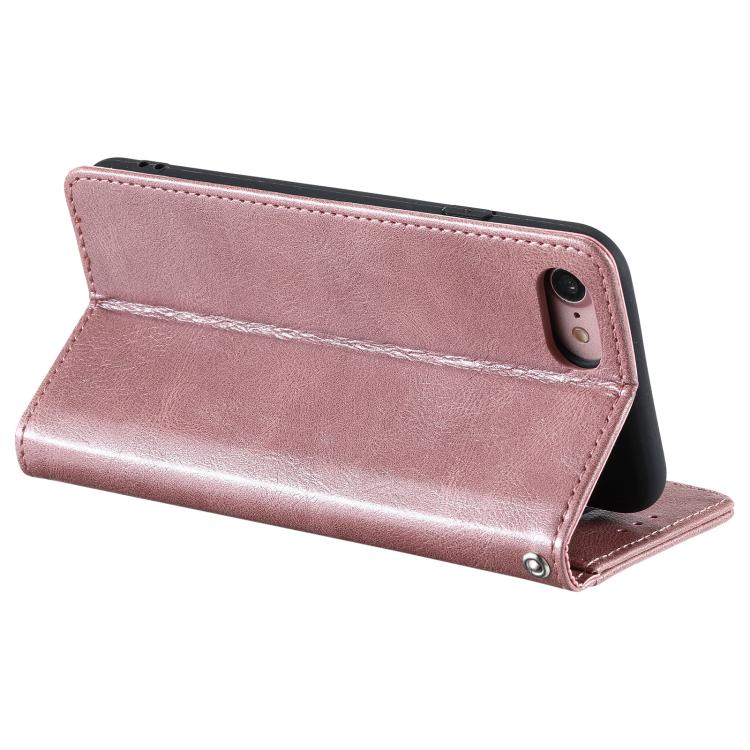 For iPhone 16e Simple 6-Card Wallet Leather Phone Case(Rose Gold)