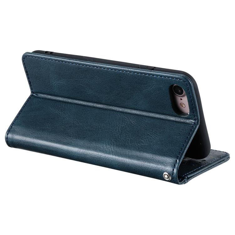 For iPhone 16e Simple 6-Card Wallet Leather Phone Case(Navy Blue)