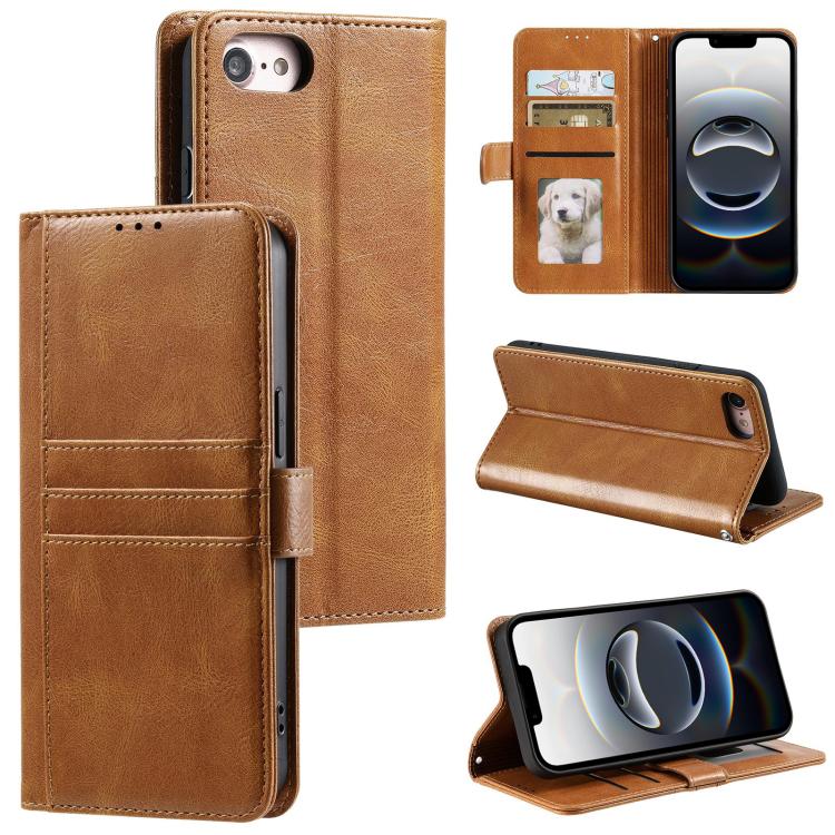 For iPhone 16e Simple 6-Card Wallet Leather Phone Case(Brown)
