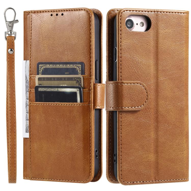 For iPhone 16e Simple 6-Card Wallet Leather Phone Case(Brown)