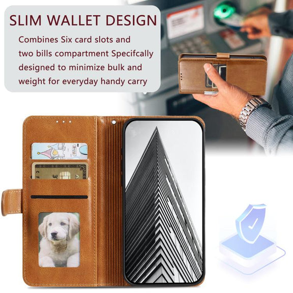 For iPhone 16e Simple 6-Card Wallet Leather Phone Case(Brown)