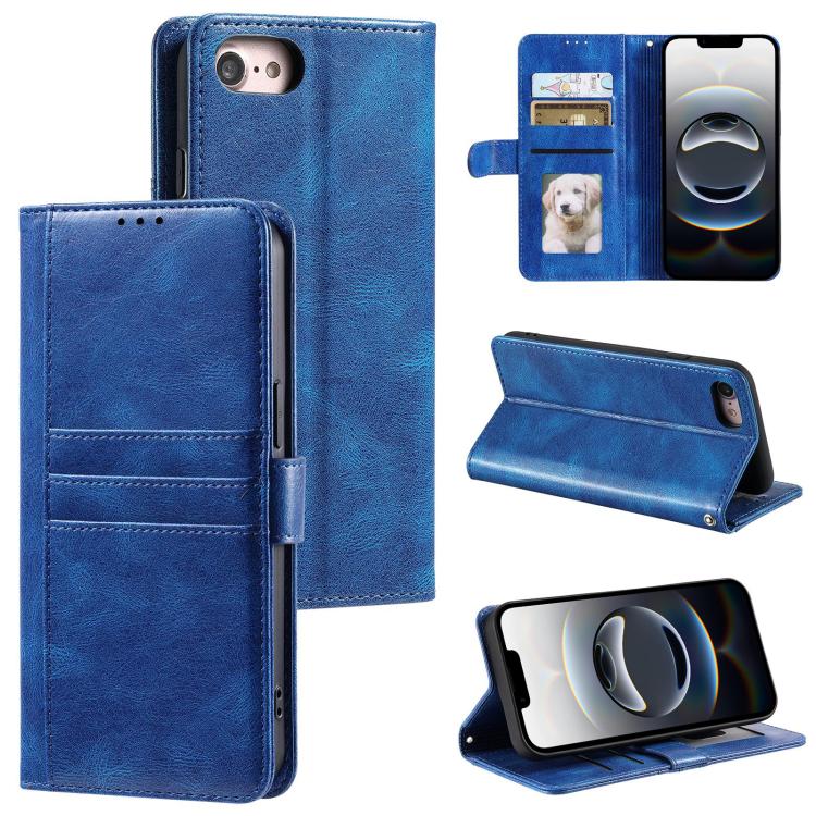 For iPhone 16e Simple 6-Card Wallet Leather Phone Case(Blue)