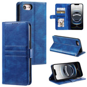 For iPhone 16e Simple 6-Card Wallet Leather Phone Case(Blue)