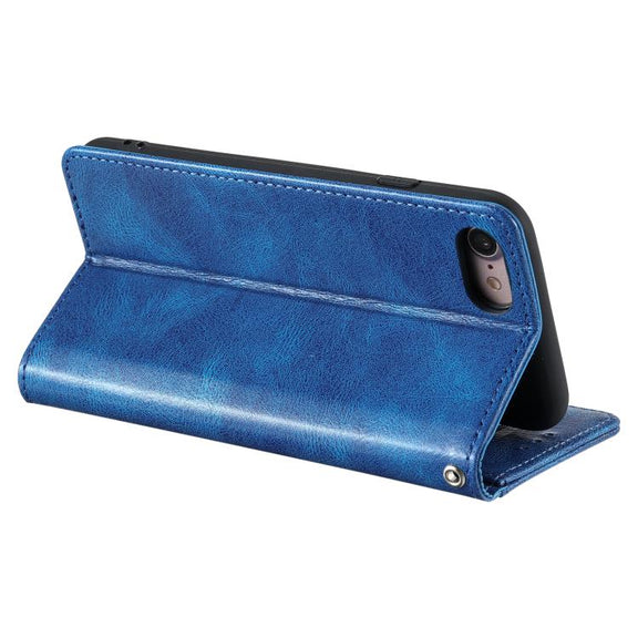 For iPhone 16e Simple 6-Card Wallet Leather Phone Case(Blue)