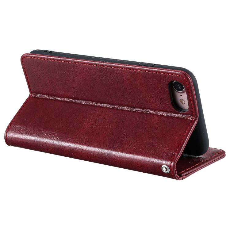 For iPhone 16e Simple 6-Card Wallet Leather Phone Case(Wine Red)