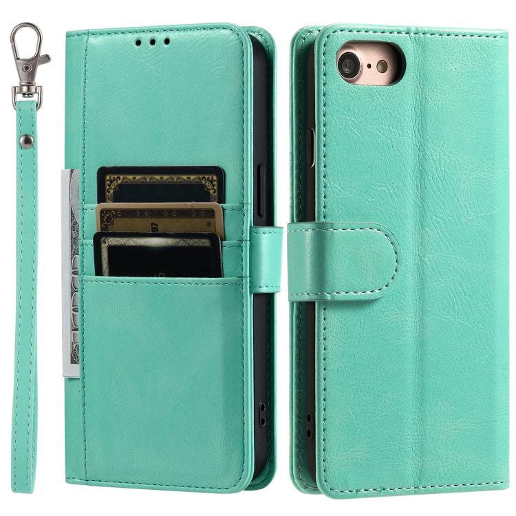 For iPhone 16e Simple 6-Card Wallet Leather Phone Case(Green)
