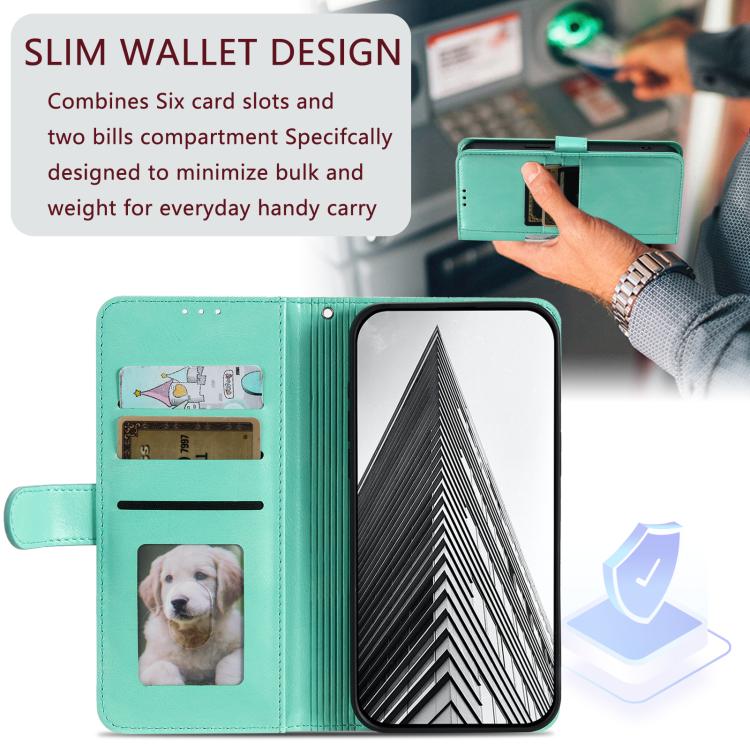 For iPhone 16e Simple 6-Card Wallet Leather Phone Case(Green)