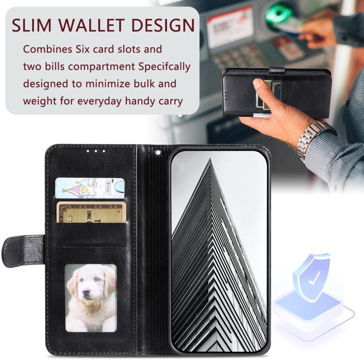 For iPhone 16e Simple 6-Card Wallet Leather Phone Case(Black)
