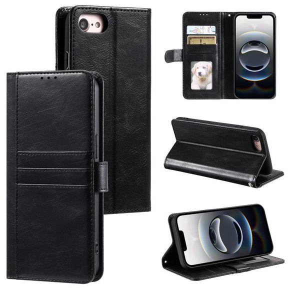 For iPhone 16e Simple 6-Card Wallet Leather Phone Case(Black)