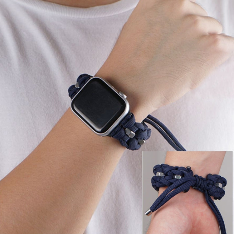For Apple Watch Ultra 2 49mm Screw Nut Braided Paracord Watch Band(Blue)