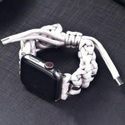 For Apple Watch Ultra 49mm Screw Nut Braided Paracord Watch Band(White)
