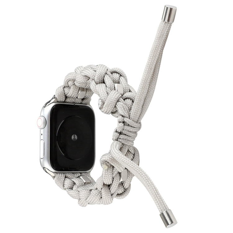 For Apple Watch Ultra 49mm Screw Nut Braided Paracord Watch Band(White)
