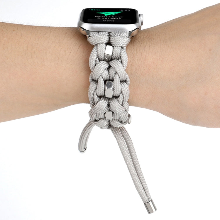 For Apple Watch Ultra 49mm Screw Nut Braided Paracord Watch Band(White)