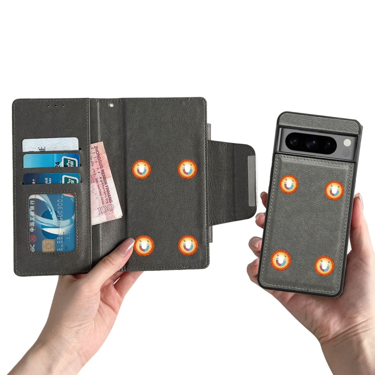 For Google Pixel 7a Multifunctional 7-Card Wallet Leather Phone Case(Grey)