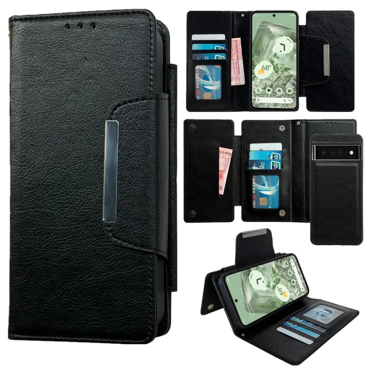 For Google Pixel 6 Pro Multifunctional 7-Card Wallet Leather Phone Case(Black)